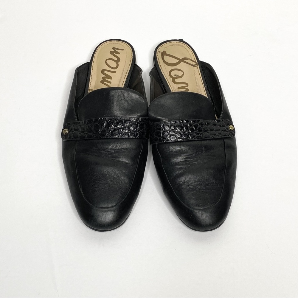 Sam Edelman Black Leather Perri Mule Slides Shoes - Picture 2 of 9